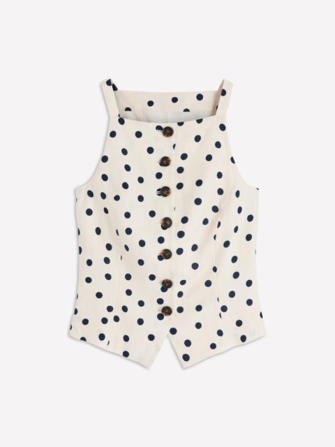 BODEN Square Neck Strap Waistcoat-Ivory, Painted Dot Spaced