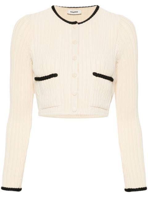 Sandro braided trim ribbed cardigan