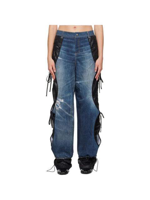 Andersson Bell Blue & Black Trompe L'œil Layered Tying Jeans