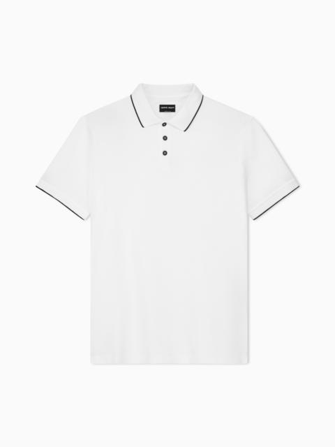 GIORGIO ARMANI Piqué polo shirt in lisle cotton yarn