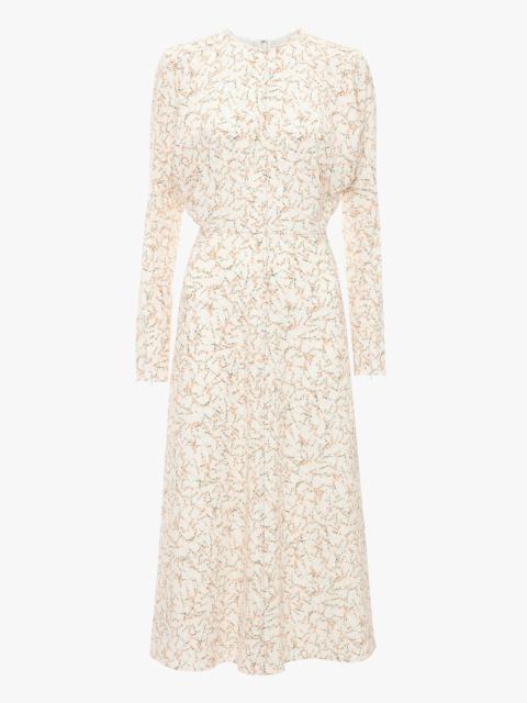 Victoria Beckham Long Sleeve Dolman Midi Dress In Floral Ovation Peach