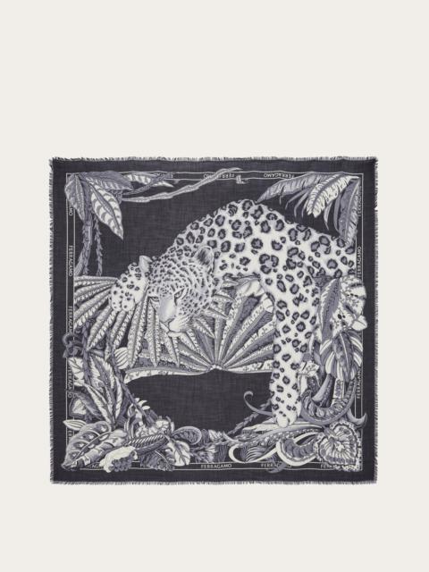 FERRAGAMO Animalier print cashmere shawl
