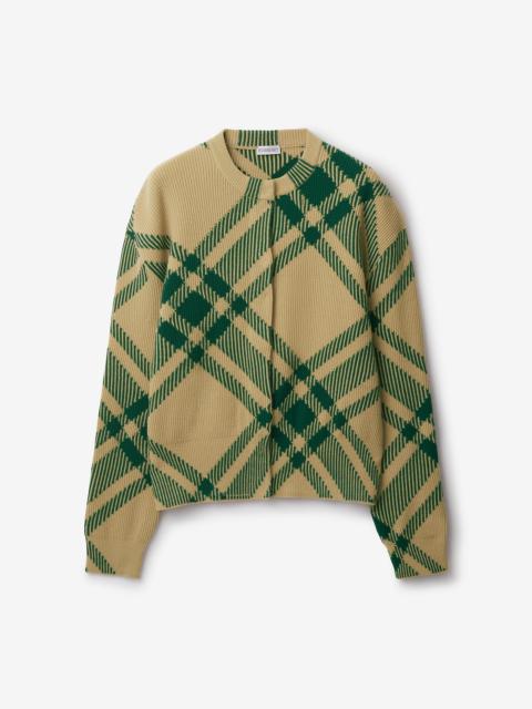 Burberry Check Wool Blend Cardigan