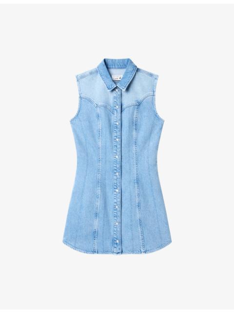 GOOD AMERICAN Dolly’s Joleans Sleeveless Collared Denim Mini Dress