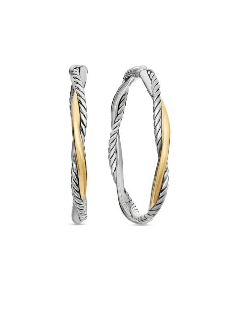 DAVID YURMAN Women's Infinity Hoop Earrings in Sterling Silver with 14K Yellow Gold, 42MM - Silver