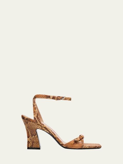 NODALETO Snake-Printed Leather Ankle-Strap Sandals