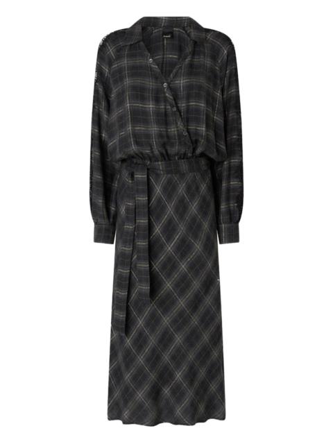 PINKO lace-insert check midi dress