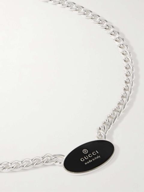 GUCCI Sterling Silver and Enamel Chain Necklace