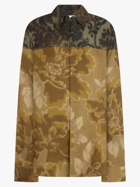 Dries Van Noten CONTRAST PIXEL FLORAL PRINT L/S SHIRT | YELLOW/GREEN