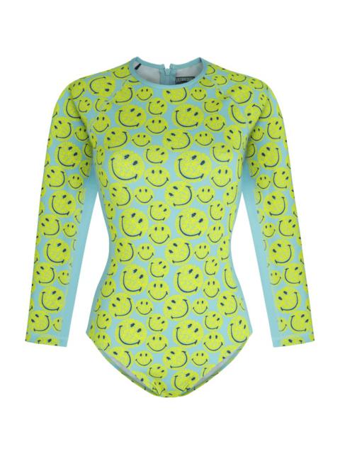Vilebrequin Women Rashguard Long-Sleeves One-Piece swimsuit Turtles Smiley - Vilebrequin x Smiley®