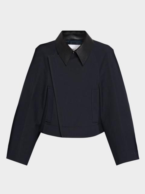 Givenchy Leather-Collar A-Line Cocoon Coat