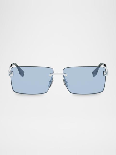 FENDI Men's Fendi Sky Rimless Metal Rectangle Sunglasses
