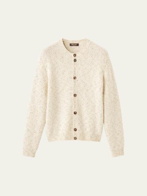 Loro Piana Men's Ash Virgin Wool, Linen and Cashmere Cardigan