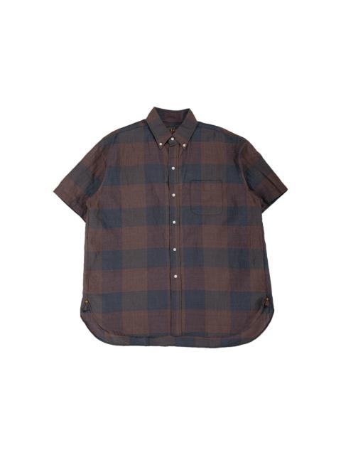 BEAMS PLUS B.D. Classic Fit Cotton Linen Cord Check Navy/Pink