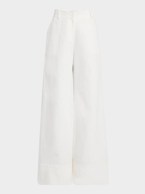 Lafayette 148 New York Charles Wide-Leg Twill Pants