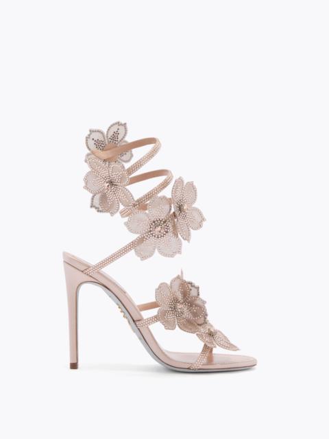 RENE CAOVILLA PEACH FLOWER BLUSH PINK SANDAL 105