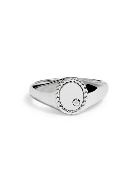 Yvonne Leon Baby Chevaliere Ovale 9kt White Gold Pinky Ring