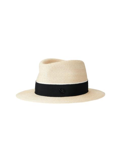 MAISON MICHEL Andre logo plaque-detail straw fedora