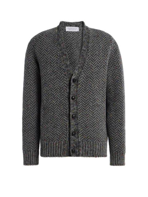 GABRIELA HEARST Gentry Knit Cardigan in Charcoal Multi Specked Aran Cashmere Herringbone