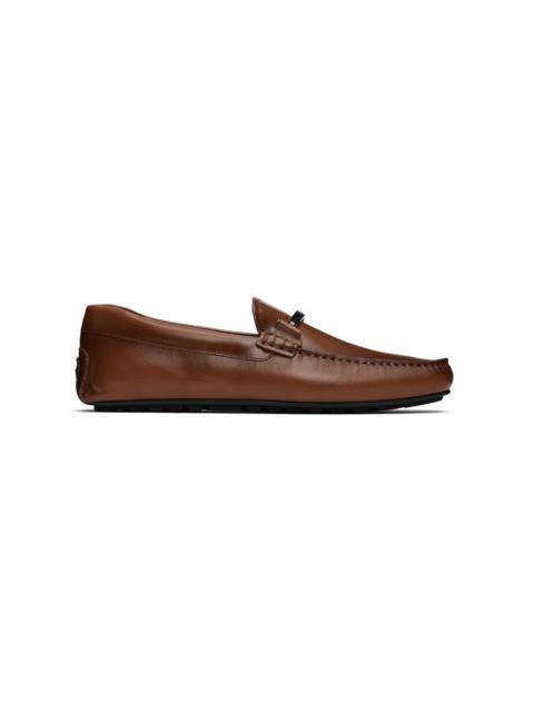 BOSS Brown Logo Faux-Leather Loafers