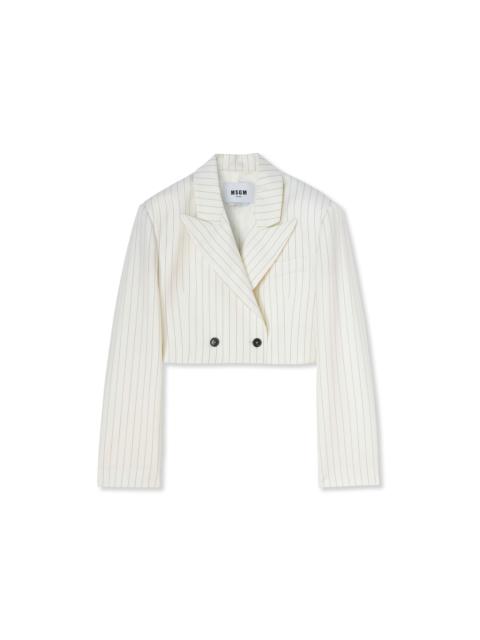 MSGM Fresh wool pinstripe crop jacket