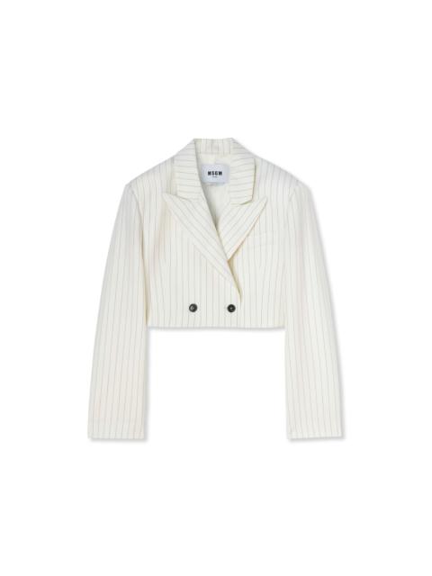 Fresh wool pinstripe crop jacket