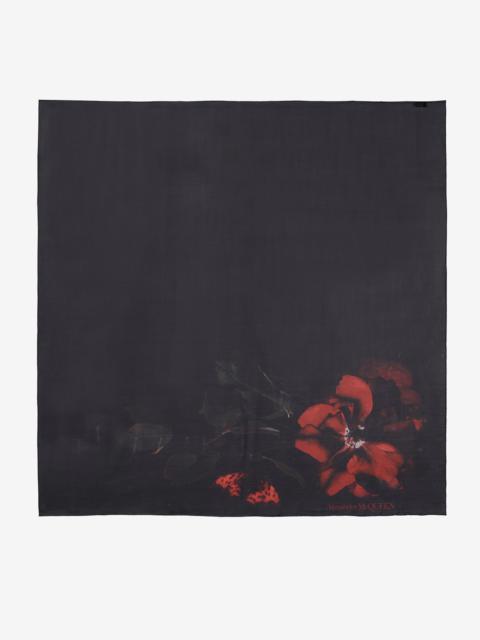 Alexander McQueen Women's Shadow Rose Shawl in Black/red/green