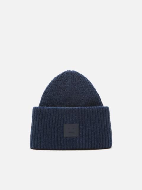 Acne Studios Large face logo beanie - Yak - Navy melange