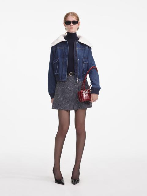 self-portrait Denim Knit Collar Jacket