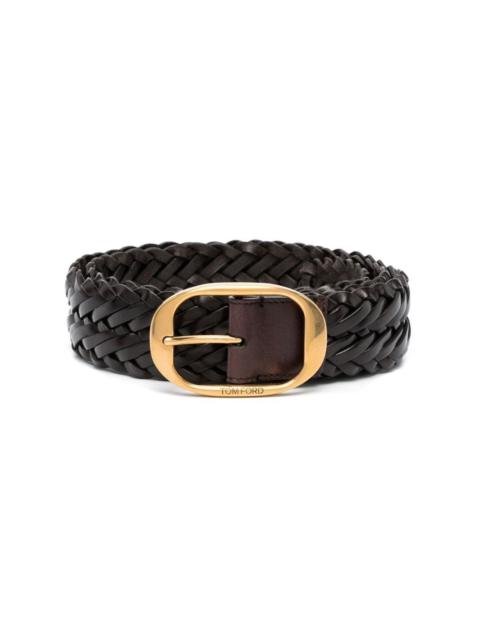 TOM FORD interwoven leather buckle belt