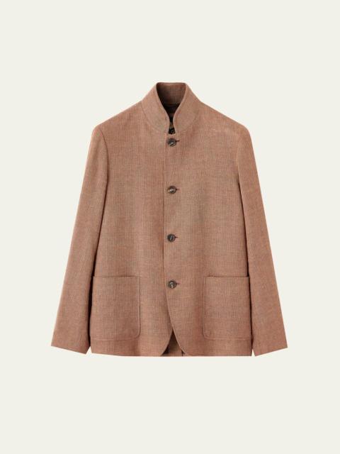 Loro Piana Men's Spagna Linen Single-Breasted Stand-Collar Jacket