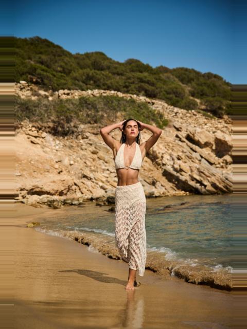 BARDOT Venetia Halter Bralette In Light Beige