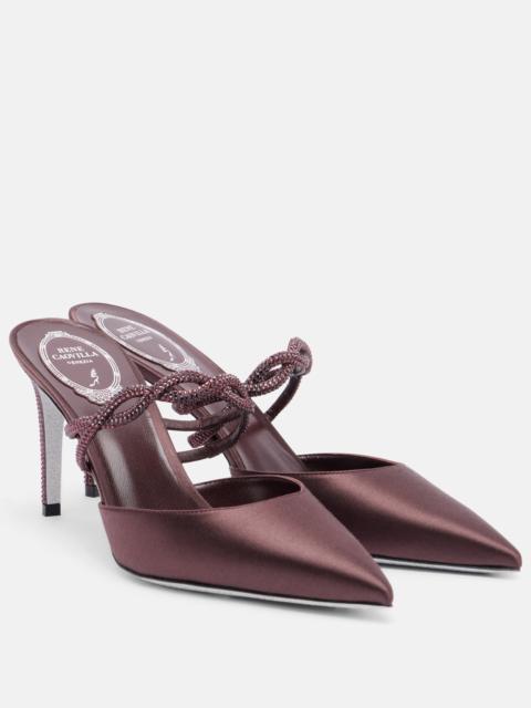 RENE CAOVILLA Crystal-embellished satin mules