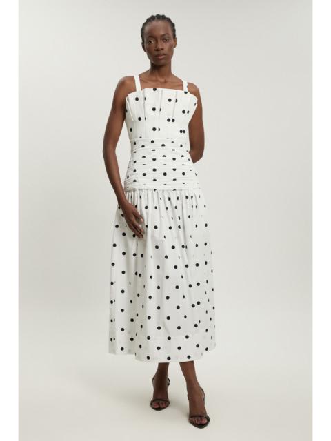 KAREN MILLEN Printed Poplin Pleated Midi Dress