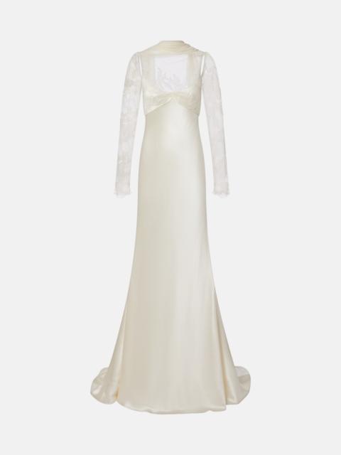DANIELLE FRANKEL Bridal Esme lace-trimmed silk and wool gown