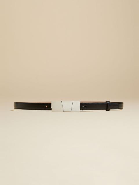 KHAITE The Small Axel Belt in Black Leather with Silver