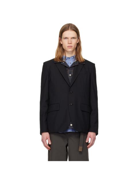 sacai Black Suiting & Denim Blazer