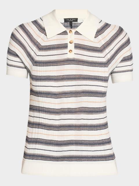rag & bone Teresa Striped Silk-Blend Polo
