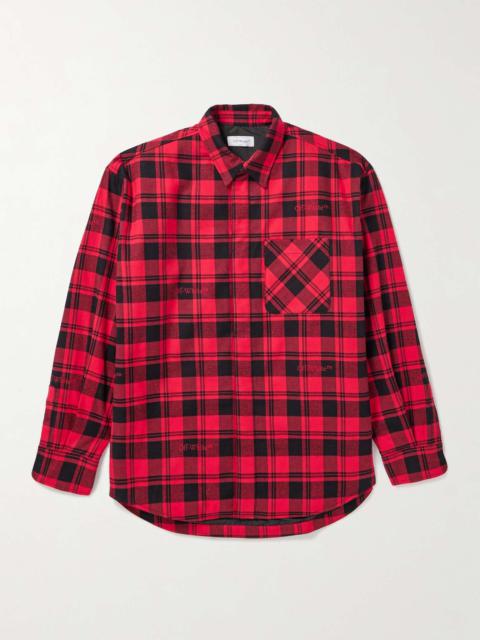 Off-White Logo-Embroidered Padded Checked Cotton-Flannel Overshirt