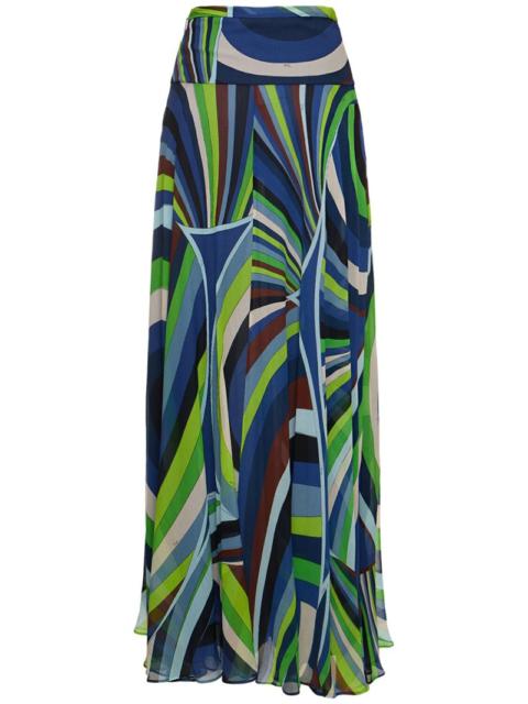 Iride high rise silk chiffon maxi skirt