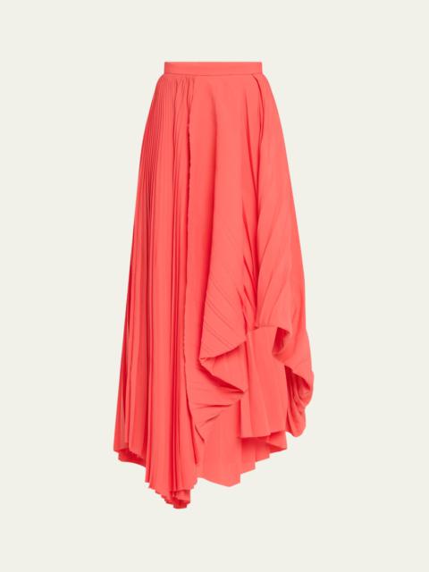 Alexander McQueen Pleated Asymmetric Draped Midi Skirt