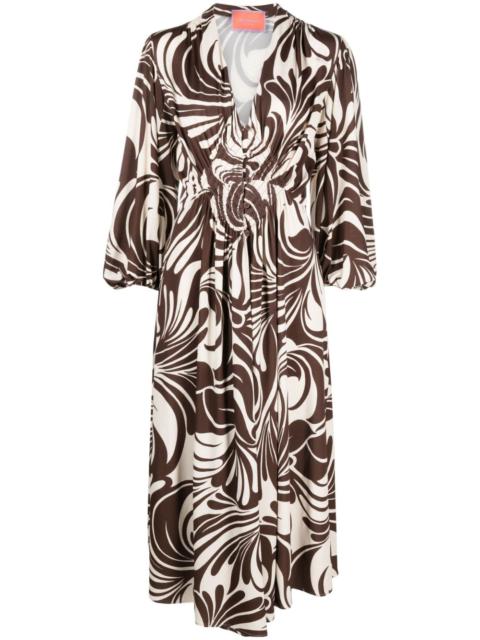La DoubleJ Camerino Watermarble-print maxi dress