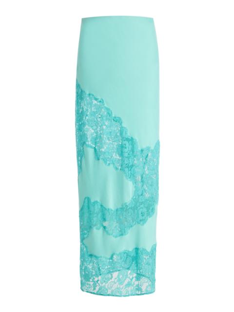 THIRD FORM Exclusive Keepsake Lace-Inset Satin Maxi Skirt blue