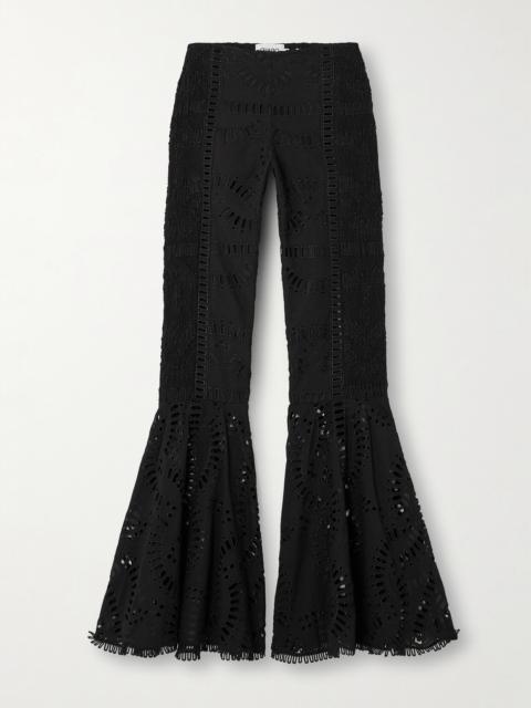 Charo Ruiz Trouk Broderie Anglaise Cotton-blend Flared Pants
