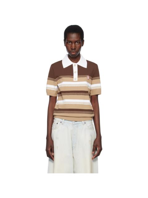 CASABLANCA Brown Stripe Polo