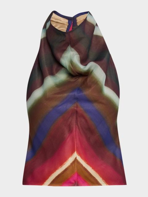 CHRISTOPHER JOHN ROGERS Louie Stripe Cowl Halter Top