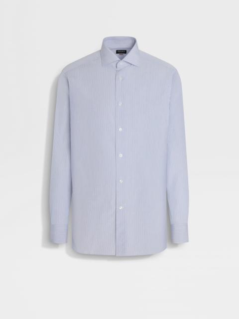 ZEGNA WHITE AND NAVY BLUE MICRO-CHECKED CENTOVENTIMILA COTTON SHIRT