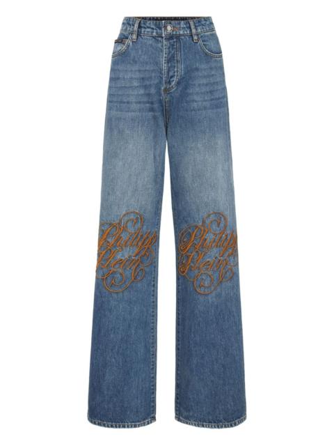 PHILIPP PLEIN logo-embroidered jeans