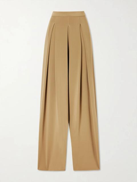 Max Mara Pleated crepe wide-leg pants Brown