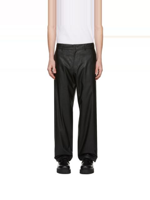 N.Hoolywood Black Wide Faux-Leather Trousers